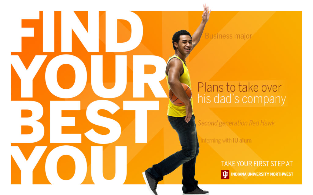 Man against orange background over text that says find your best you.