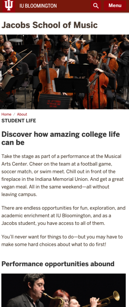 student life page