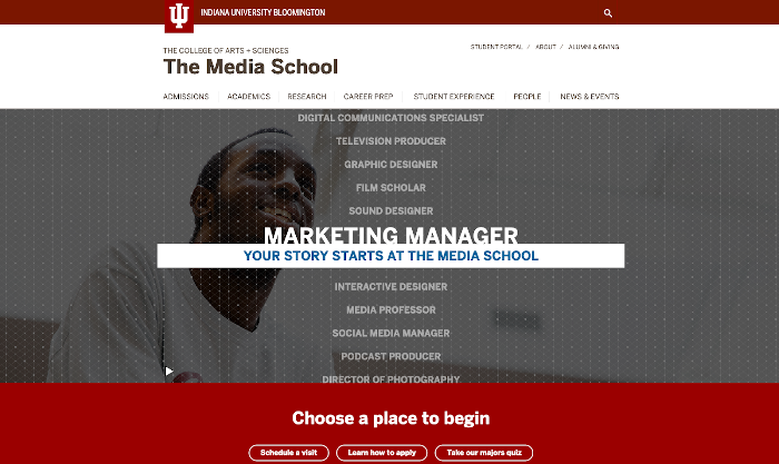 The Media School home page.